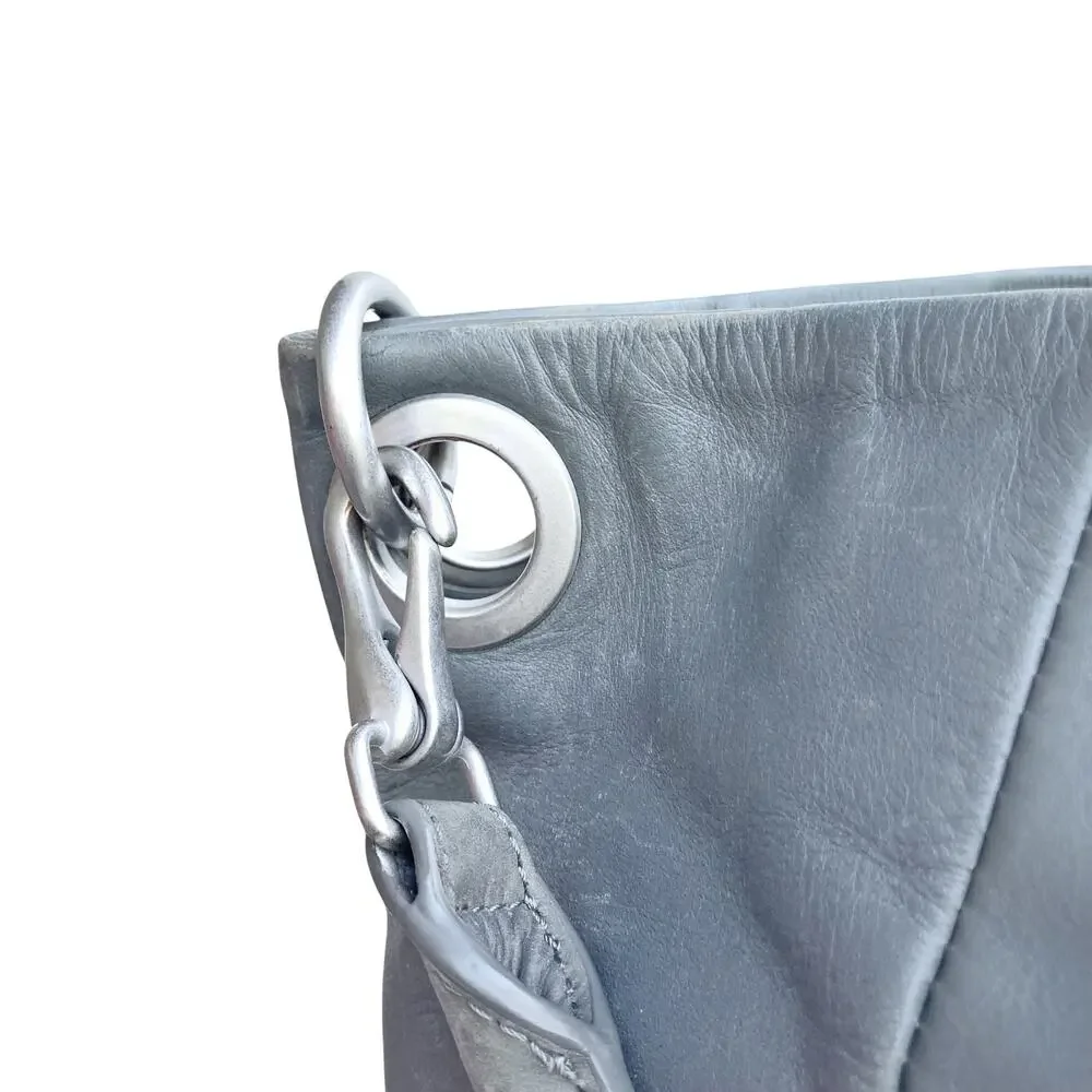 Liebeskind Berlin Jay Oversized Tumbled Leather Bucket Hobo Shoulder Bag Gray
